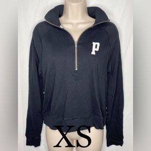 Black Victoria Secret PINK Quarter Zip Pullover Sweatshirt